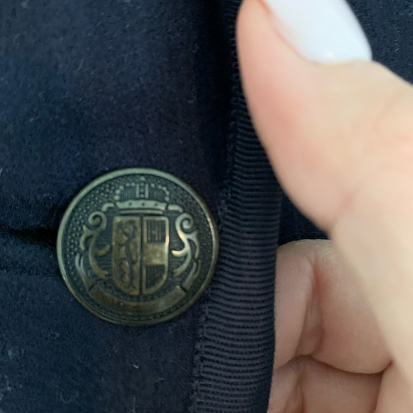 LANDS END navy blue wool blend blazer size 20W 3 button contrast trim LIKE NEW - Picture 2 of 4